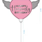 Pink Happy Heavenly Birthday Heart Balloon on a Stick with Angel Wings - Memorial & Remembrance