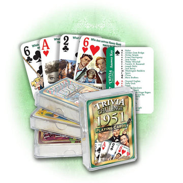 Flickback 75th Birthday Trivia Cards - 1951 Deck - Gift for Men or Women Born in 1951 - Fun 75th Birthday Game, Vintage 1951 Playing Cards with Trivia