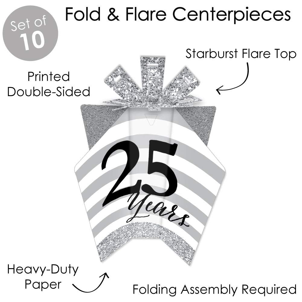 Big Dot of Happiness We Still Do - 25th Wedding Anniversary - Table Decorations - Anniversary Party Fold and Flare Centerpieces - 10 Count