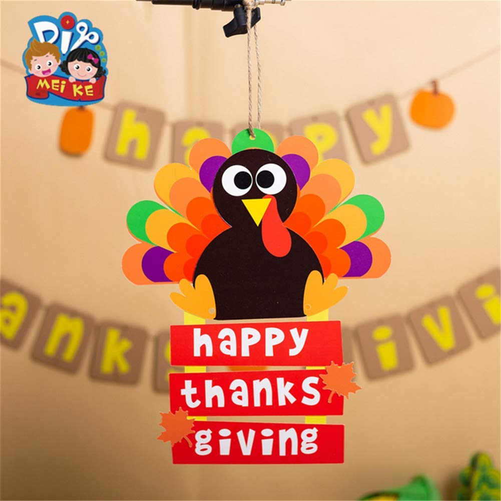 AMAZYJ Turkey Craft Kits Thanksgiving & Autumn |Thankful Turkey Making Kit |DIY Festive Fall Thanksgiving Party Game |Door Hanging Ornament Decoration