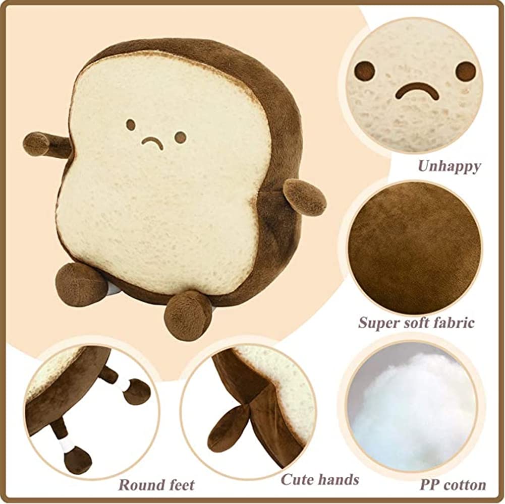 NatureMan Toast Bread Pillow,Funny Bread Shape Plush Toy Pillow, Small Cute Stuffed Plush Toast Sofa Pillow,Children's Adult Home Bedroom Decoration