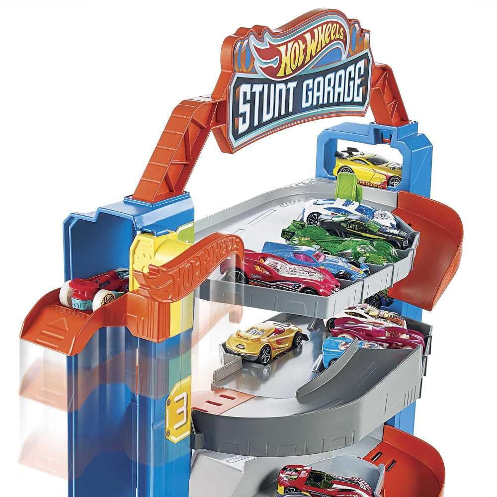 Hot Wheels City Stunt Garage Play Set Gift Idea for Ages 3 to 8 Years Elevator to Upper Levels Connects to Other Sets