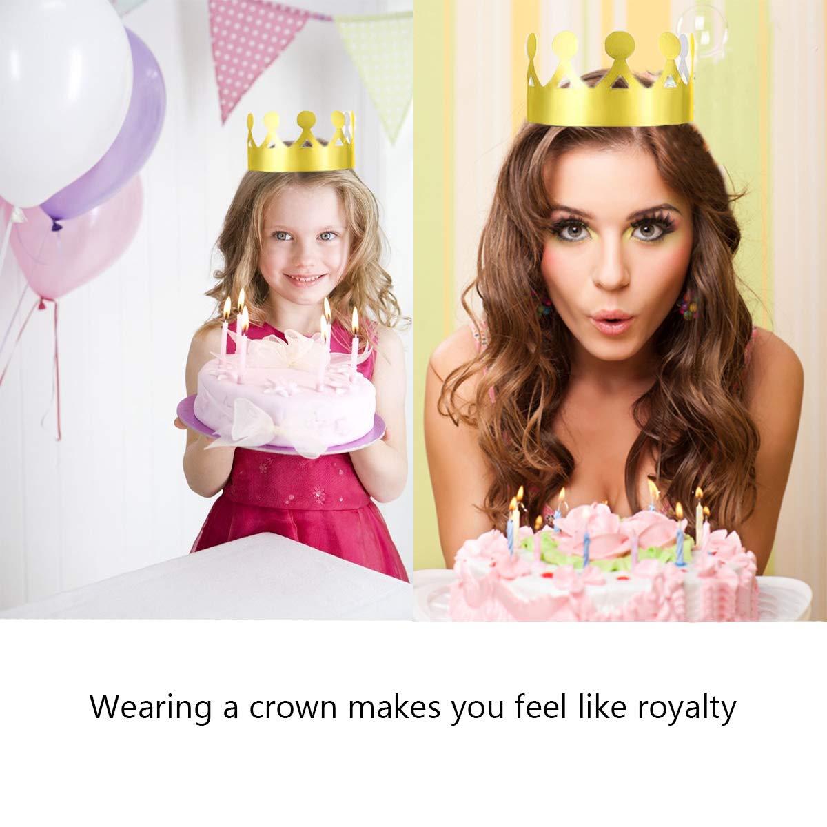 30Pcs Gold Birthday Crowns - 6 Style Party Hats for School & Celebration