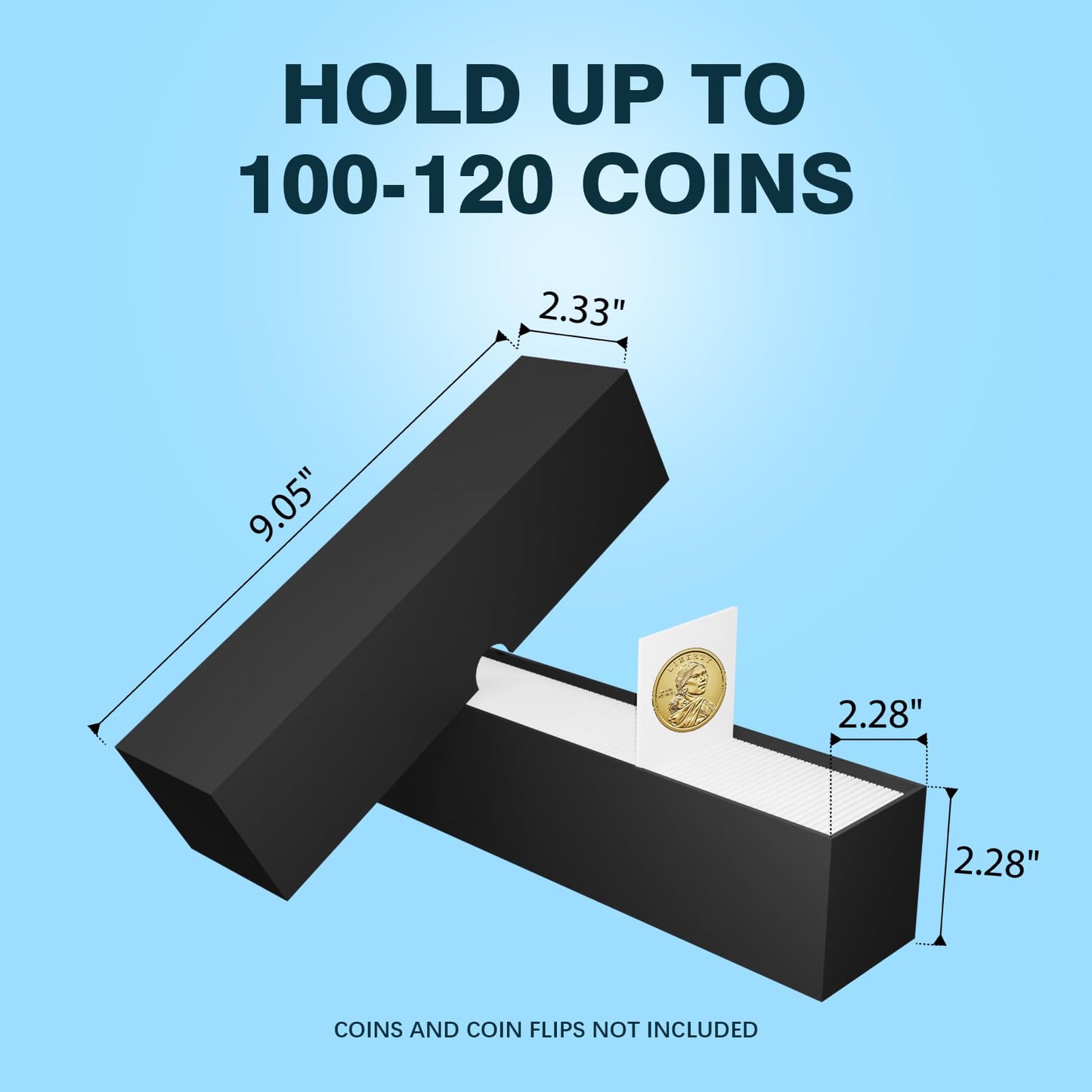 Coin Storage Box, Sturdy Cardboard for 2x2 Inch Collection, Black (8 Pack)