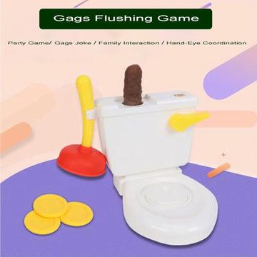 Kinaxixi Poop Shoot Game for 2-6 Players Interactiive Toliet Gags Gifts for Family Practical Joke Toys Creative Toliet Flushiing Game Funny White