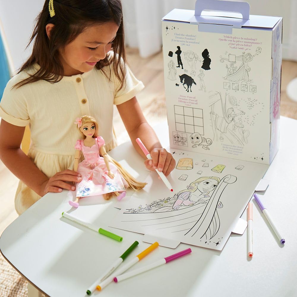 Disney Store Official Rapunzel Story Doll - 11 Inches - Includes Coloring Book and Additional Dress, Princess Doll in Classic Outfit, Disney Princess