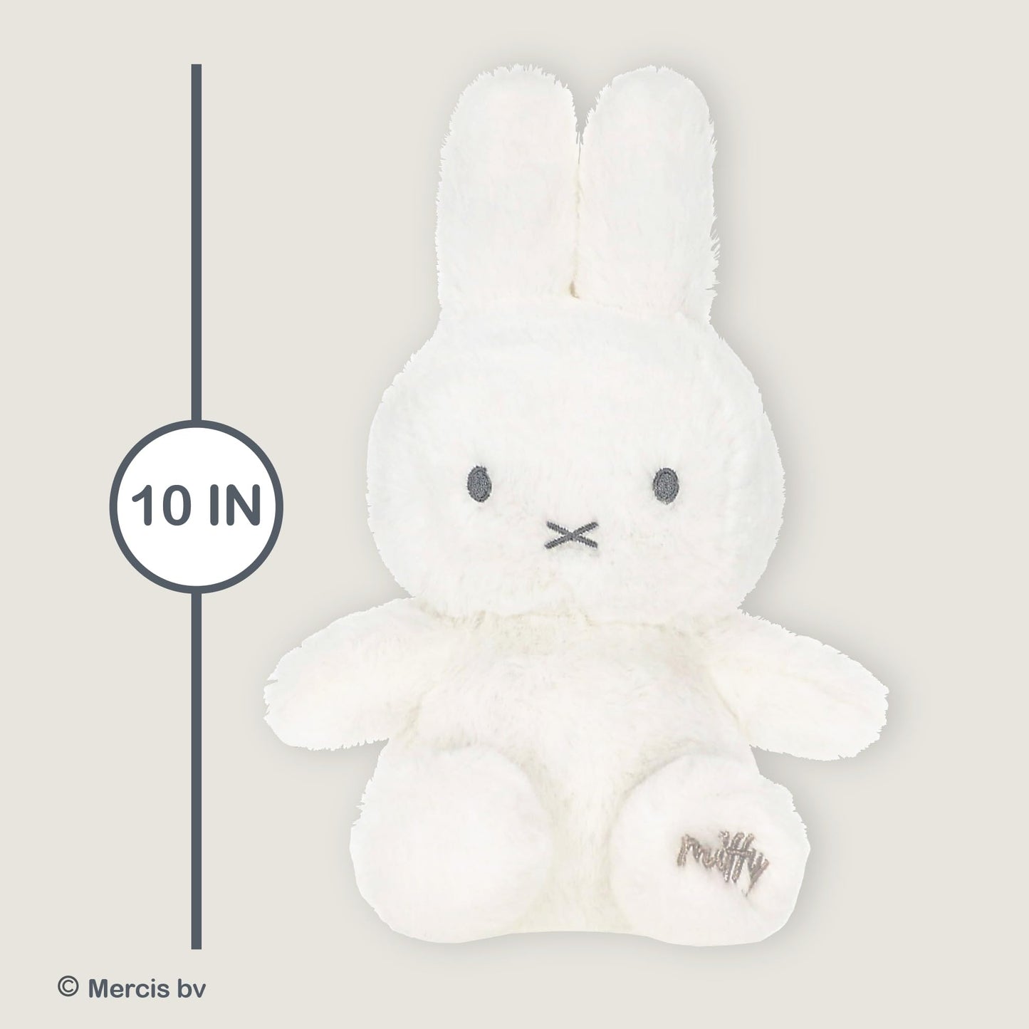 Kids Preferred Miffy Baby 10 in Plush - Embroidered Details, Miffy Logo on Paw, Super Soft Cozy Plush, for Ages 0 Months and up, Beans in Bottom