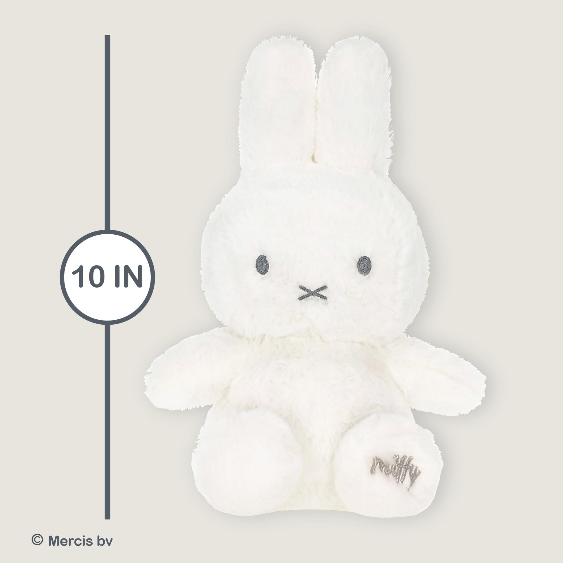 Kids Preferred Miffy Baby 10 in Plush - Embroidered Details, Miffy Logo on Paw, Super Soft Cozy Plush, for Ages 0 Months and up, Beans in Bottom