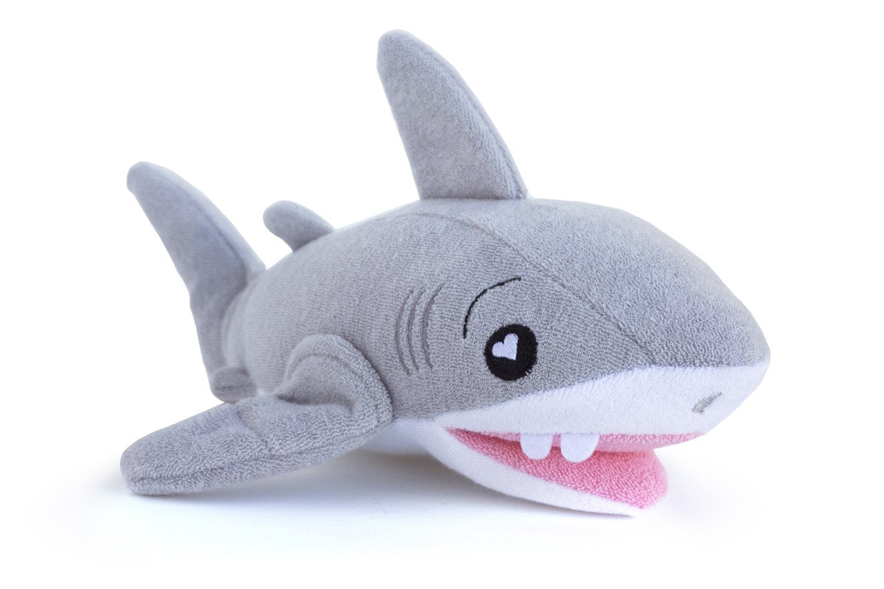 SoapSox Kids Exfoliating Bath Scrub (Tank the Shark) - Soft Animal Toy Wash Cloth Sponge with Soap Pocket Insert - Fun Loofah Characters for Babies