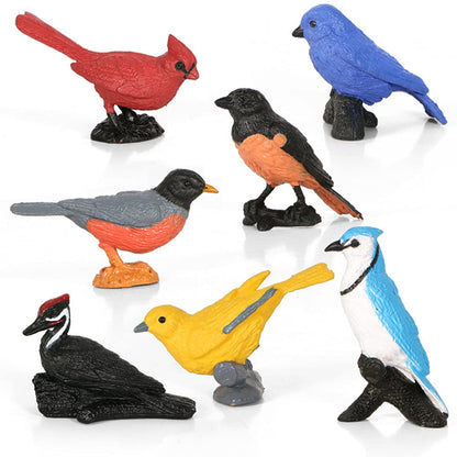 Morofme Mini Bird Figurine Birds Cake Topper 7pcs Miniature Birds Animal Figure Robin Cardinal Figurines Oriole Bird Cake Decorations for Birthday