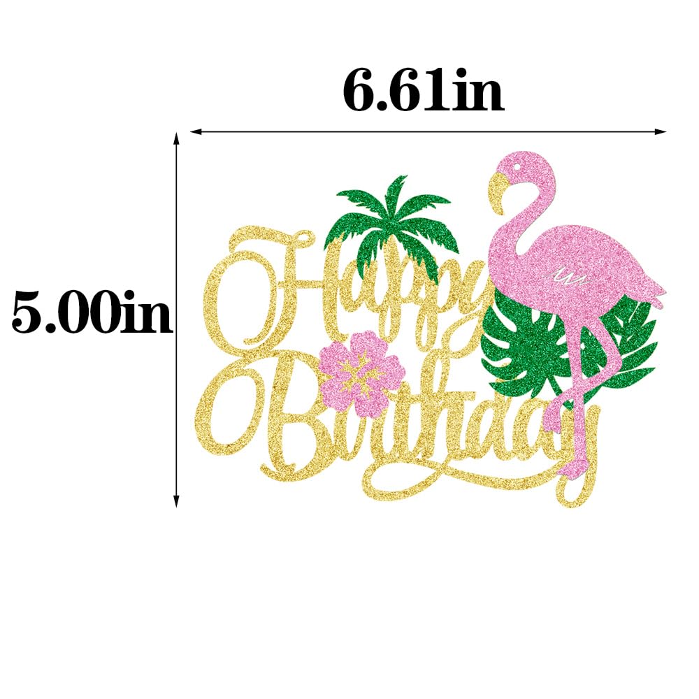 Ruscalin 1 PCS Flamingo Happy Birthday Cake Topper