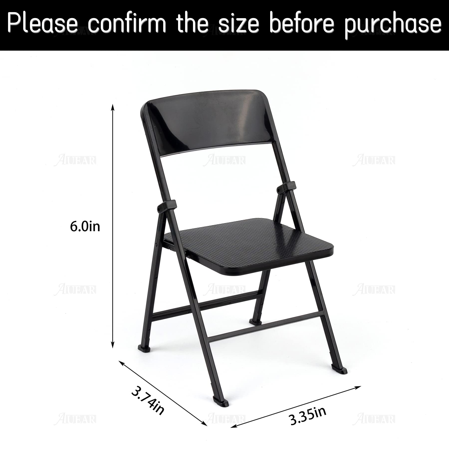 AUEAR, 12" Plastic Foldable Chairs Decoration Black 1/6 Scale