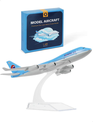 QIYUMOKE 1/400 Compatible for Korean Boeing 747 Model Airplane with Display Stand, 6 Inch Diecast Metal Passenger Plane for for Aviation Enthusiasts
