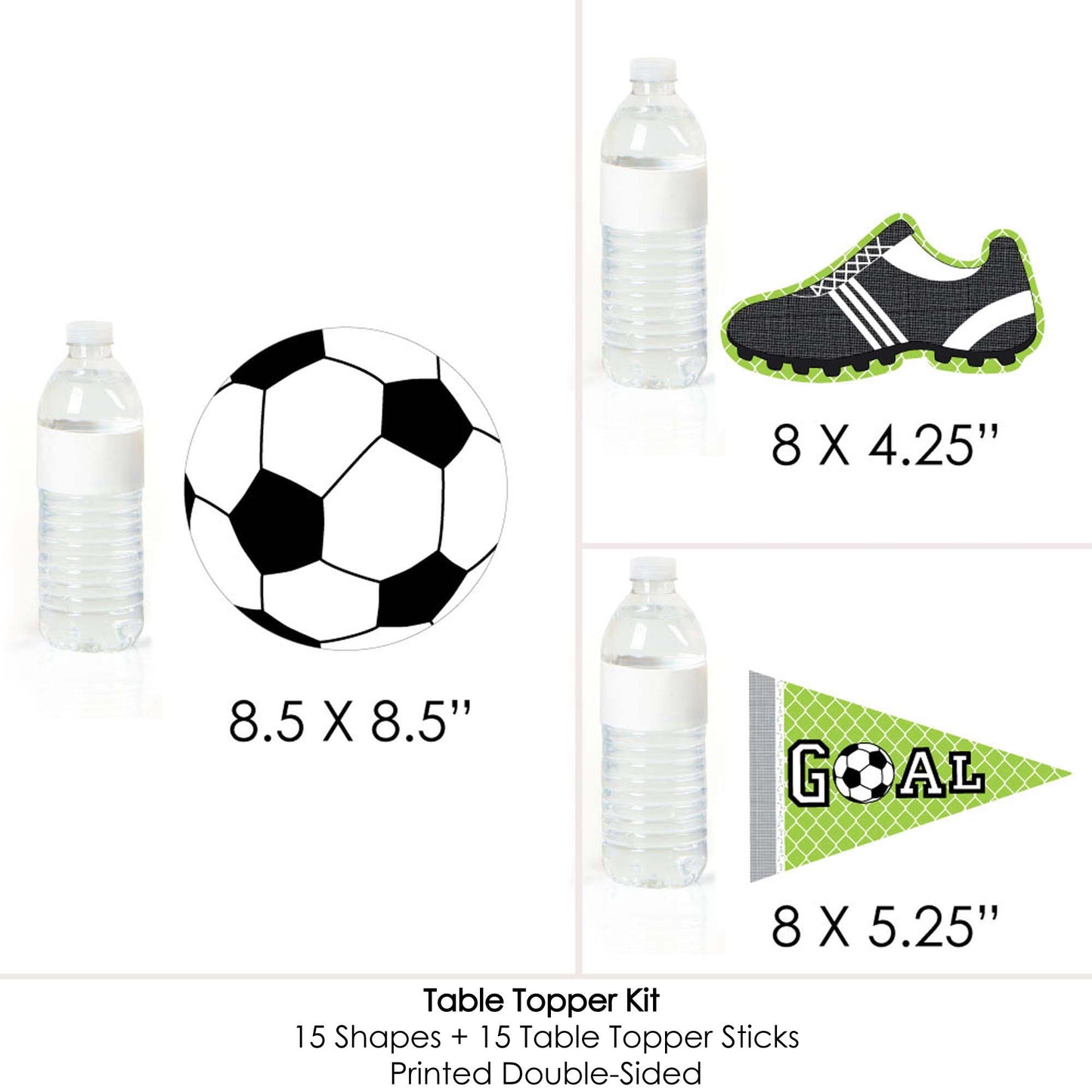 Big Dot of Happiness Soccer Party Centerpiece Decorations - 15-Piece Table Toppers Set, Sports Theme Baby Shower Birthday Party Decor, Soccer Ball