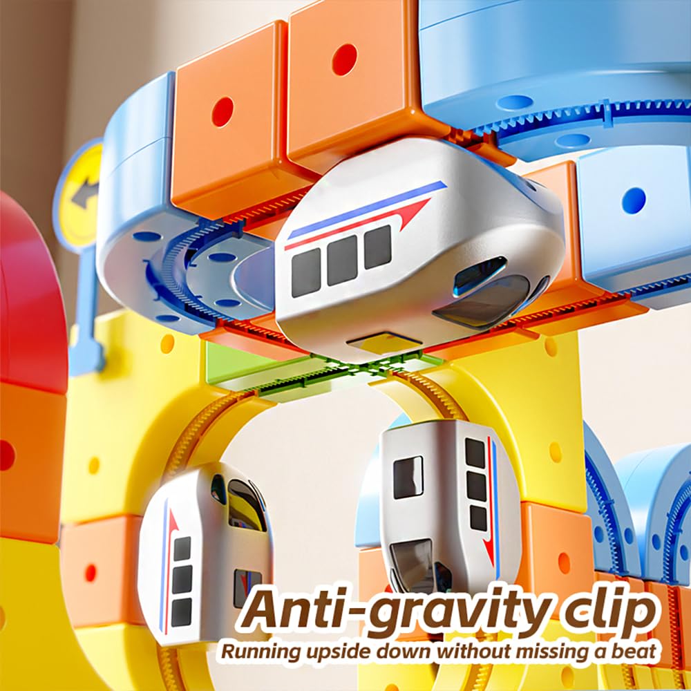 GRAUICI Electric Train Set,Car Track for Toddlers, for Kids 3 4 5 6 7 8 Years Old,Gravity-Defying 3D Embedded Layouts & Motorized Car,STEM Learning