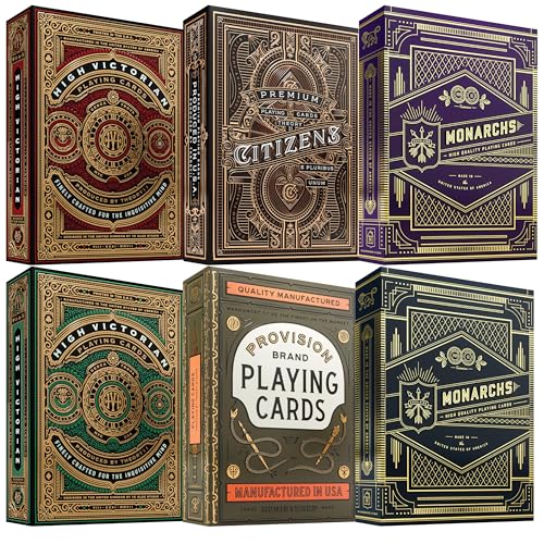 Straight Poker Supplies Ultimate Theory11 Playing Card Bundle | 6 Deck Collector's Assortment. High Victorian Red | High Victorian Green | Monarchs