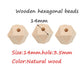 30pcs Natural Wood Geometric Hexagon Beads 14mm Maple Wood Polygon Ball Wooden Loose Spacer Beads for Crafts DIY Jewelry Making (30pcs)