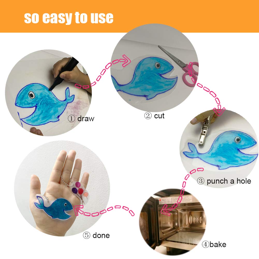 BAISDY 25Pcs Shrink Plastic Sheets, Heat Shrink Paper for Crafts DIY Jewelry Making, 14.5x20cm