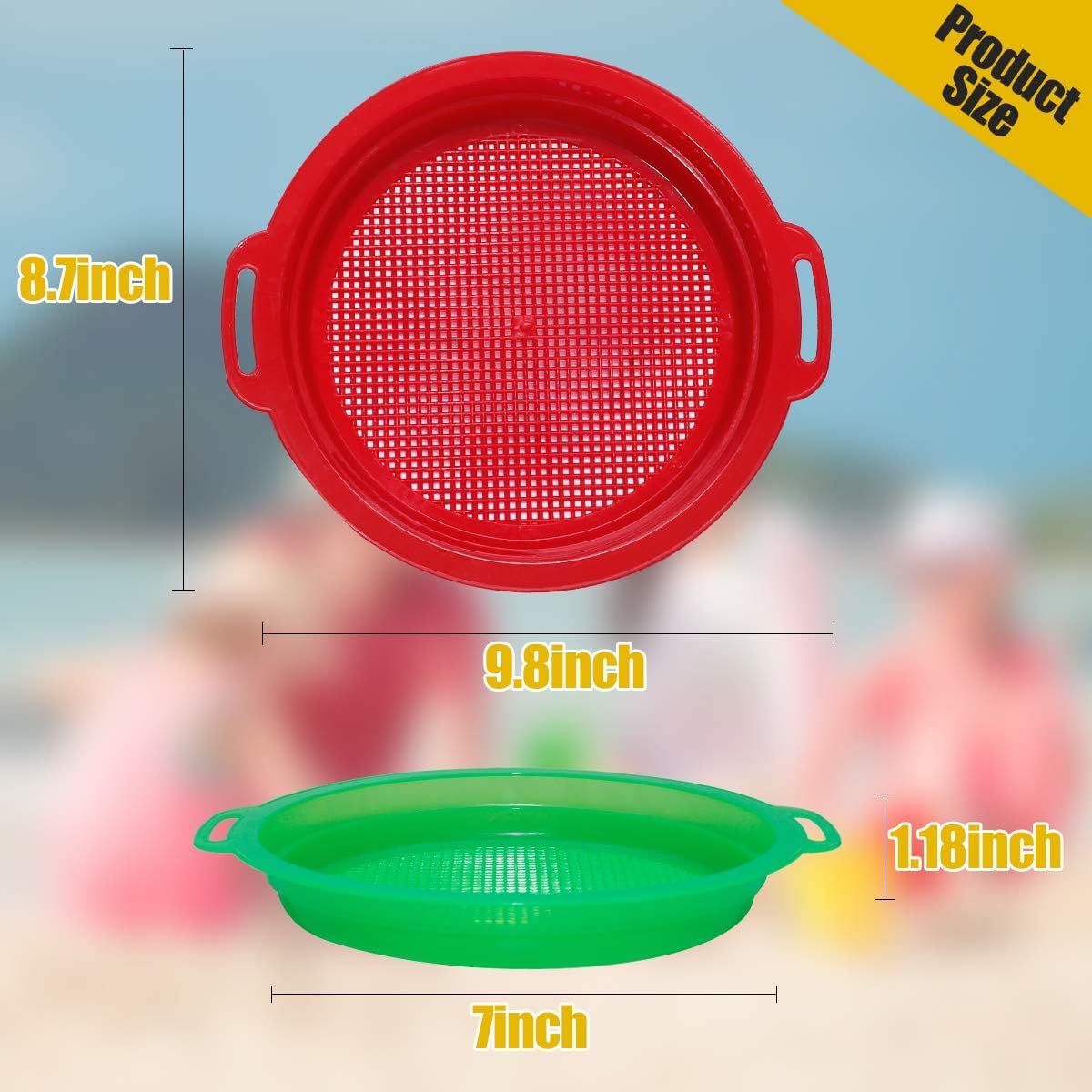 Holady 4 Pack Multicolor Sand Sifter Sieves,Plastic Sand Sifter for Backyard Park Party Favor Sand and Beach(4 Colors)