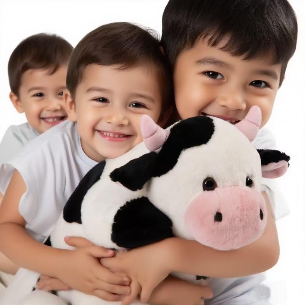 Crillop Weighted Plush Cow Stuffed Animal, 25.6 inches, 5 lbs, Soft Plushie for Kids and Adults (Cow Large)