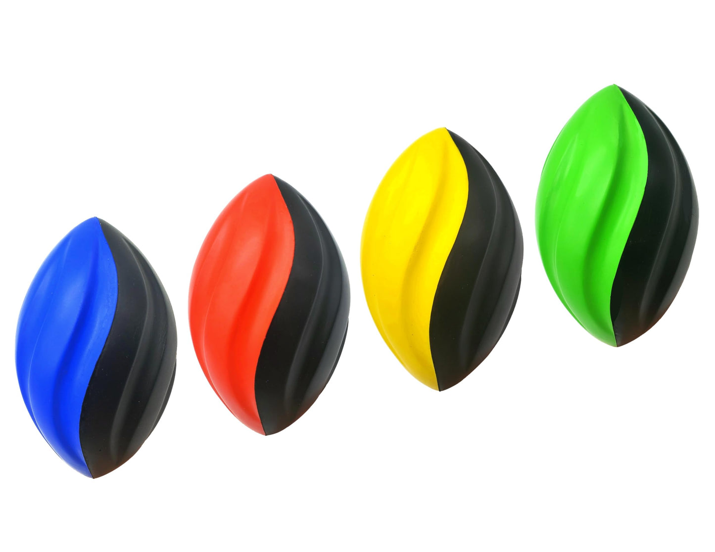 7" Spiral Mini Football for Kids 4 Pack - Foam Footballs for Kids - Soft, Small Footballs (Red, Yellow, Blue and Green)