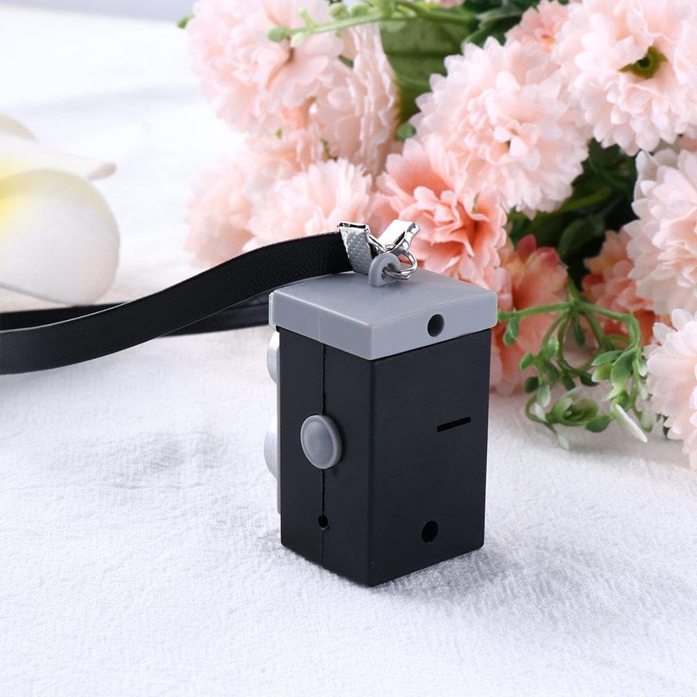 Black Mini Camera for Dolls, Dollhouse Miniature Digital SLR Camera, Vintage Style, Plastic, 1:12 Scale, Retro Theme, Dollhouse Accessory