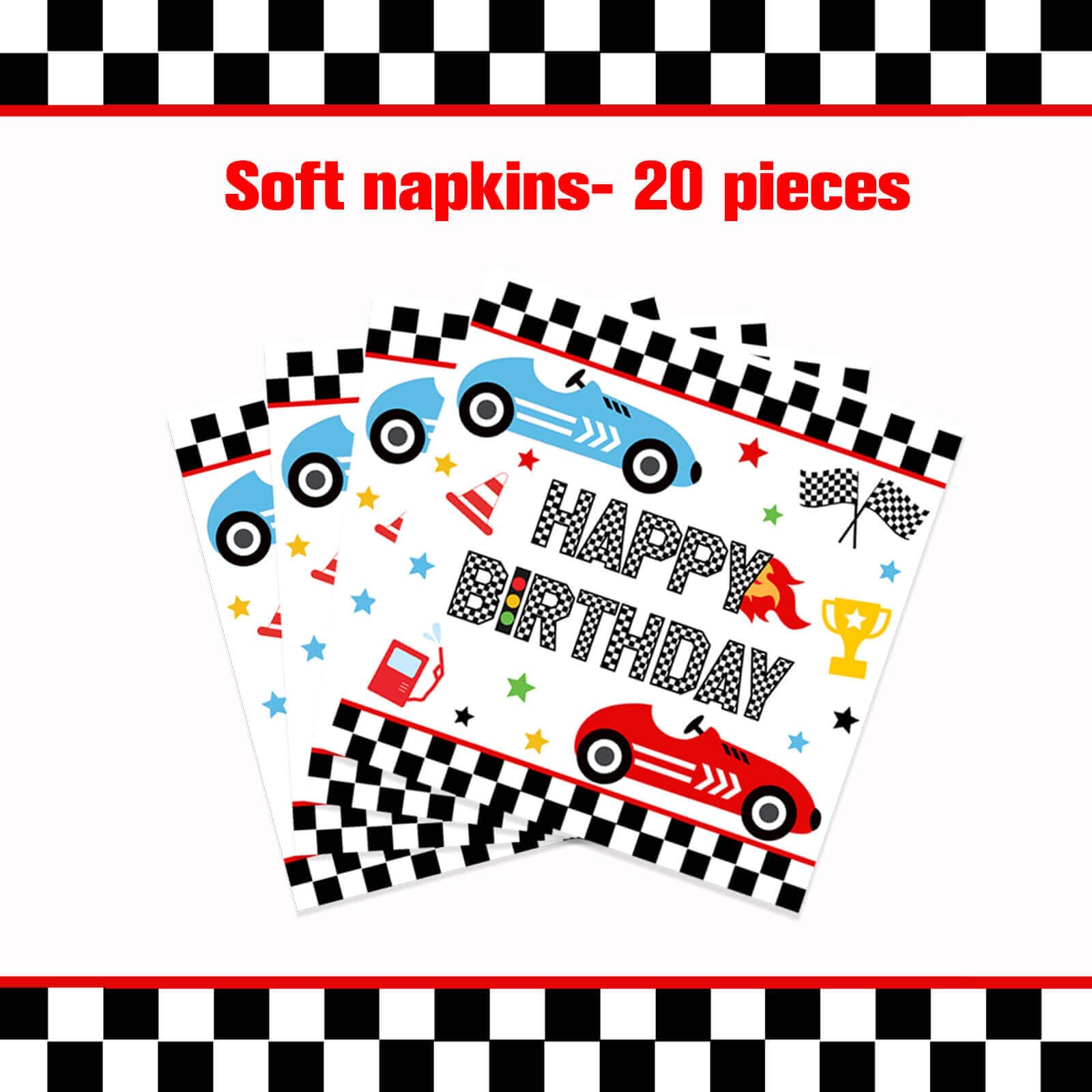 126pcs Race Car 1st Birthday Party Plates - Black and White Checkered Fast One Dessert Plates Napkins Straws Paper Cups Racing Tablecloth for Baby