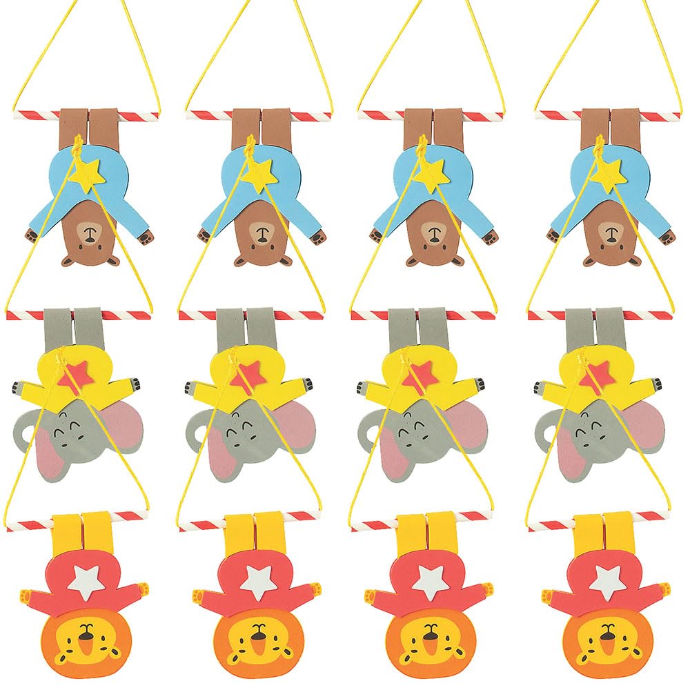 Fun Express Hanging Trapeze Animals Craft Kit - Craft Kits - 12 Pieces