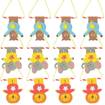 Fun Express Hanging Trapeze Animals Craft Kit - Craft Kits - 12 Pieces