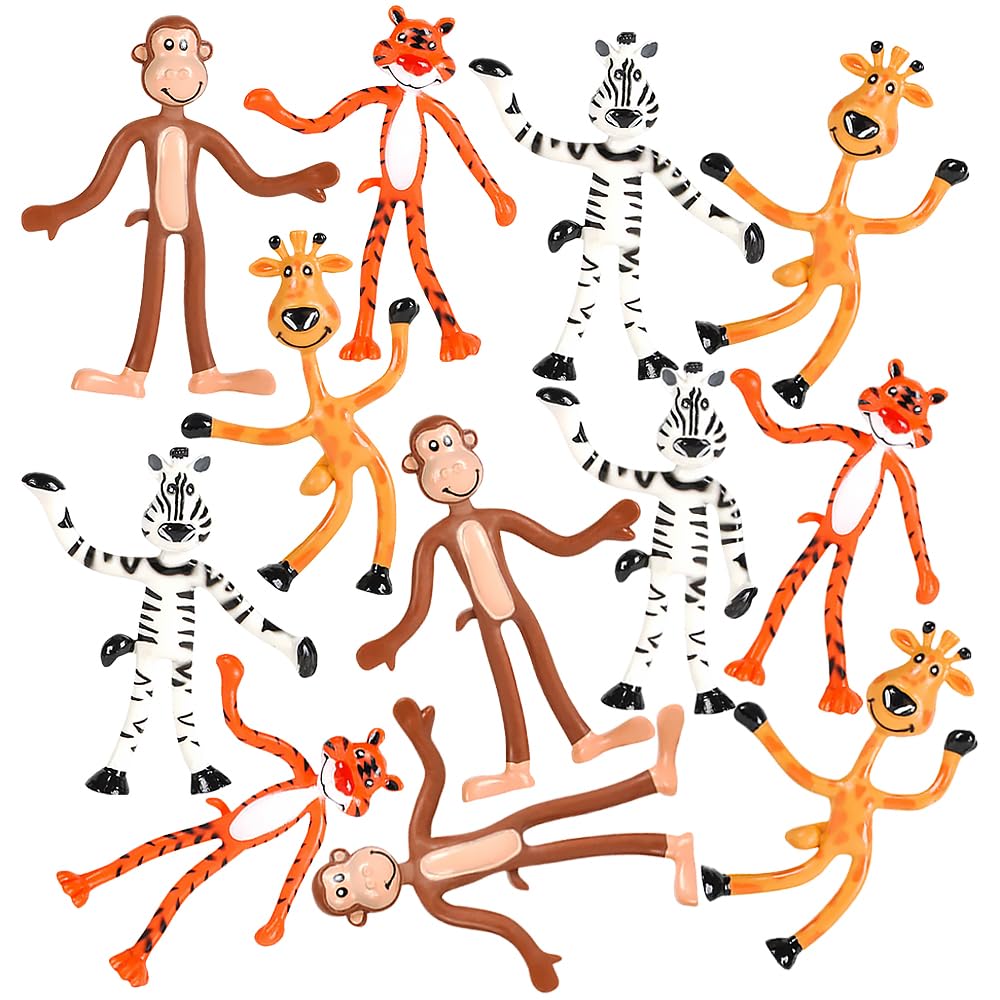 Rhode Island Novelty 4" Bendable Zoo Animals | 12 Per Order
