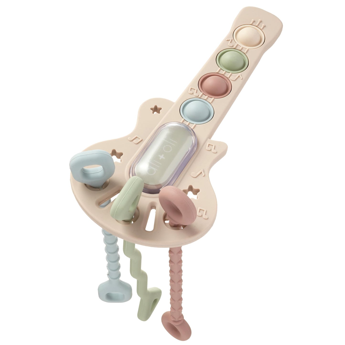 Ali+Oli Baby Guitar Pop Activity Toy - Silicone Sensory Pop Toy with Textured Teething Handles, Interactive Popping Buttons, Fine Motor Skill Toy