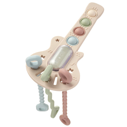 Ali+Oli Baby Guitar Pop Activity Toy - Silicone Sensory Pop Toy with Textured Teething Handles, Interactive Popping Buttons, Fine Motor Skill Toy