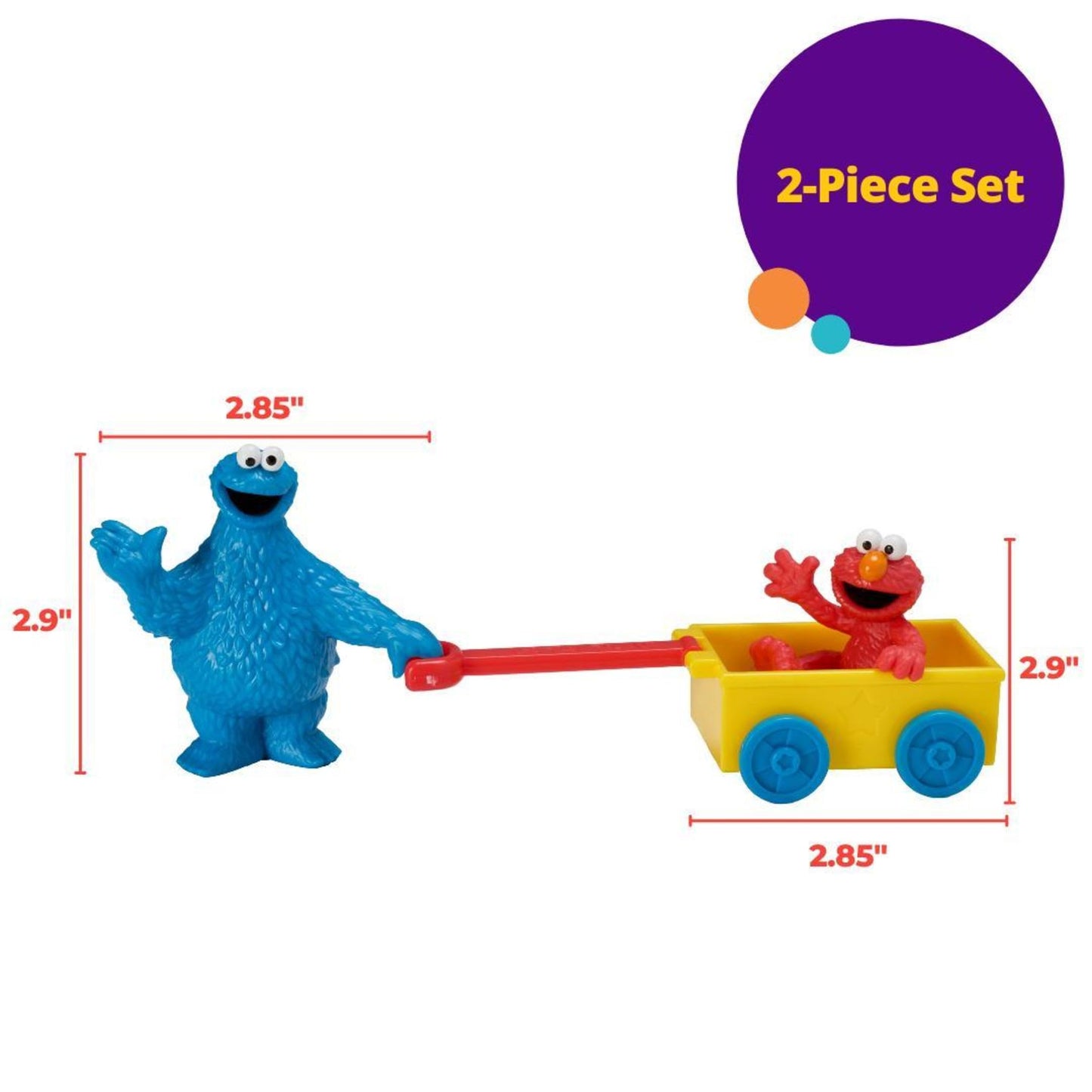 DecoSet® Sesame Street® Let's Play Cake Topper, 2-Piece Birthday Cake Decoration with Cookie Monster and Elmo in a Free-Wheeling Wagon, Ready to Use