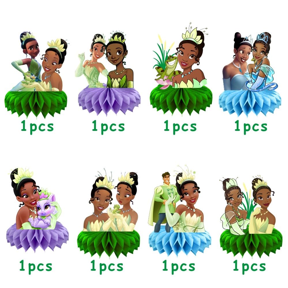8Pcs Princess Frog Table Centerpieces Birthday Party Supplies Double Side Table Decorations for Tiana Party Decorations