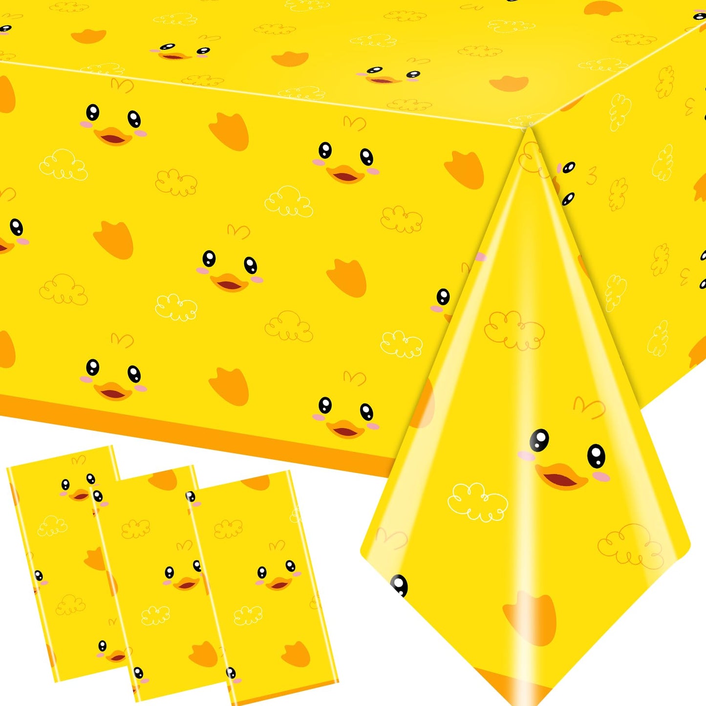 Dydamud 3pcs Yellow Duckie Table Cover, Waterproof & Easy to Clean, 70.8x42.5 inches, Duck-themed Tablecloth for Parties, Baby Showers, Gender Reveals