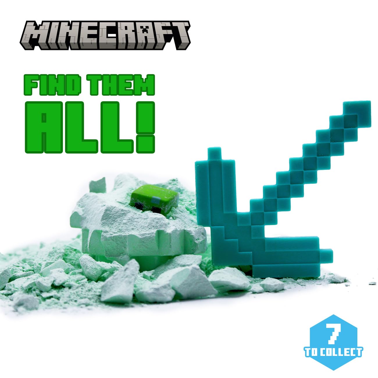Minecraft Mine Kit - Dig Your Own Mystery Block with Mini?Figure, Iron Pickaxe, Water?Soak Mining Activity, Collectible Gold?Plated Creeper (1?in?48)