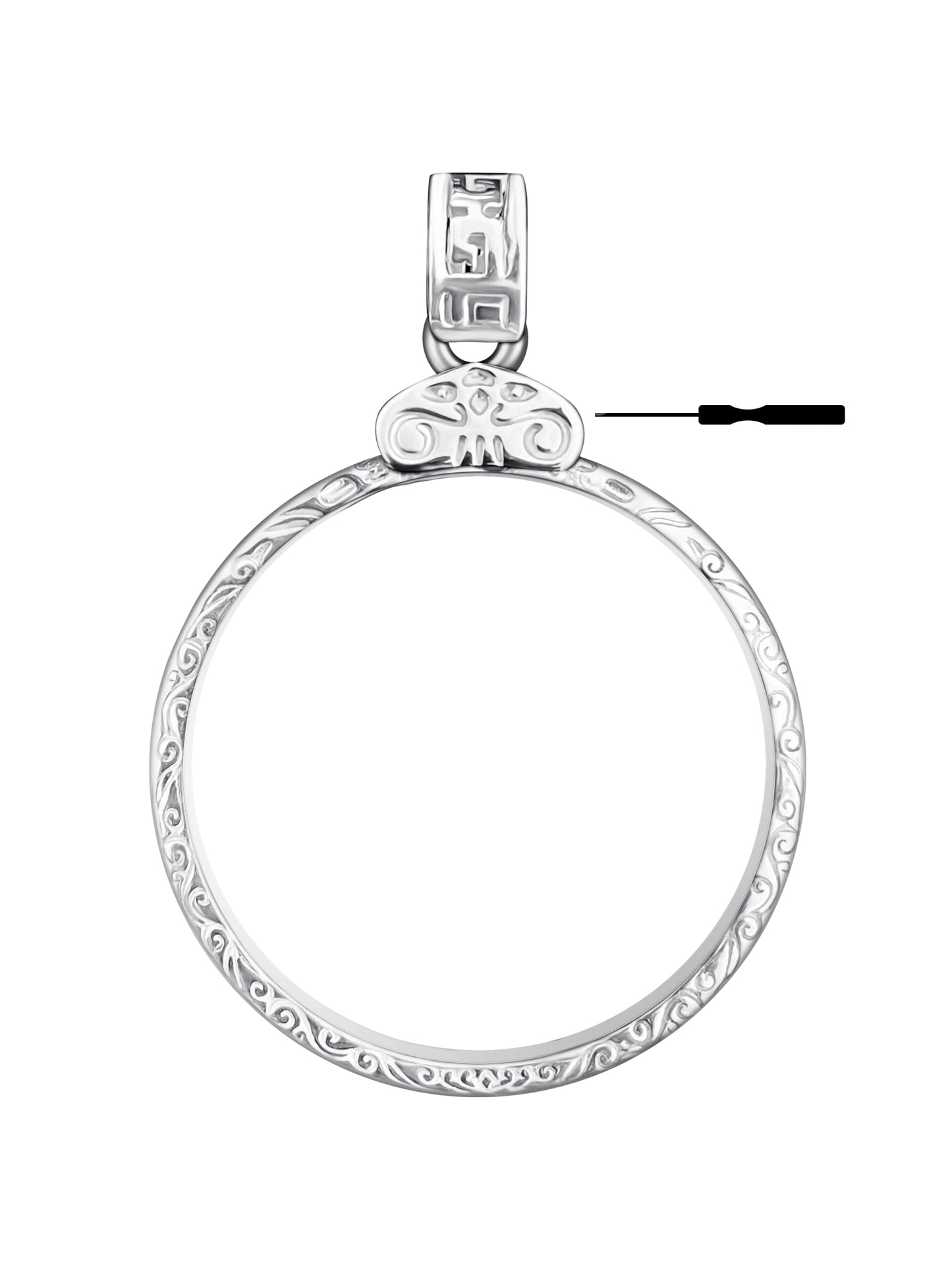 Geruibi Sterling Silver 50 cent Border Screw Top Coin Border is suitable for 30.64mm diameter 2.15mm thickness Coins, Coins Not Included