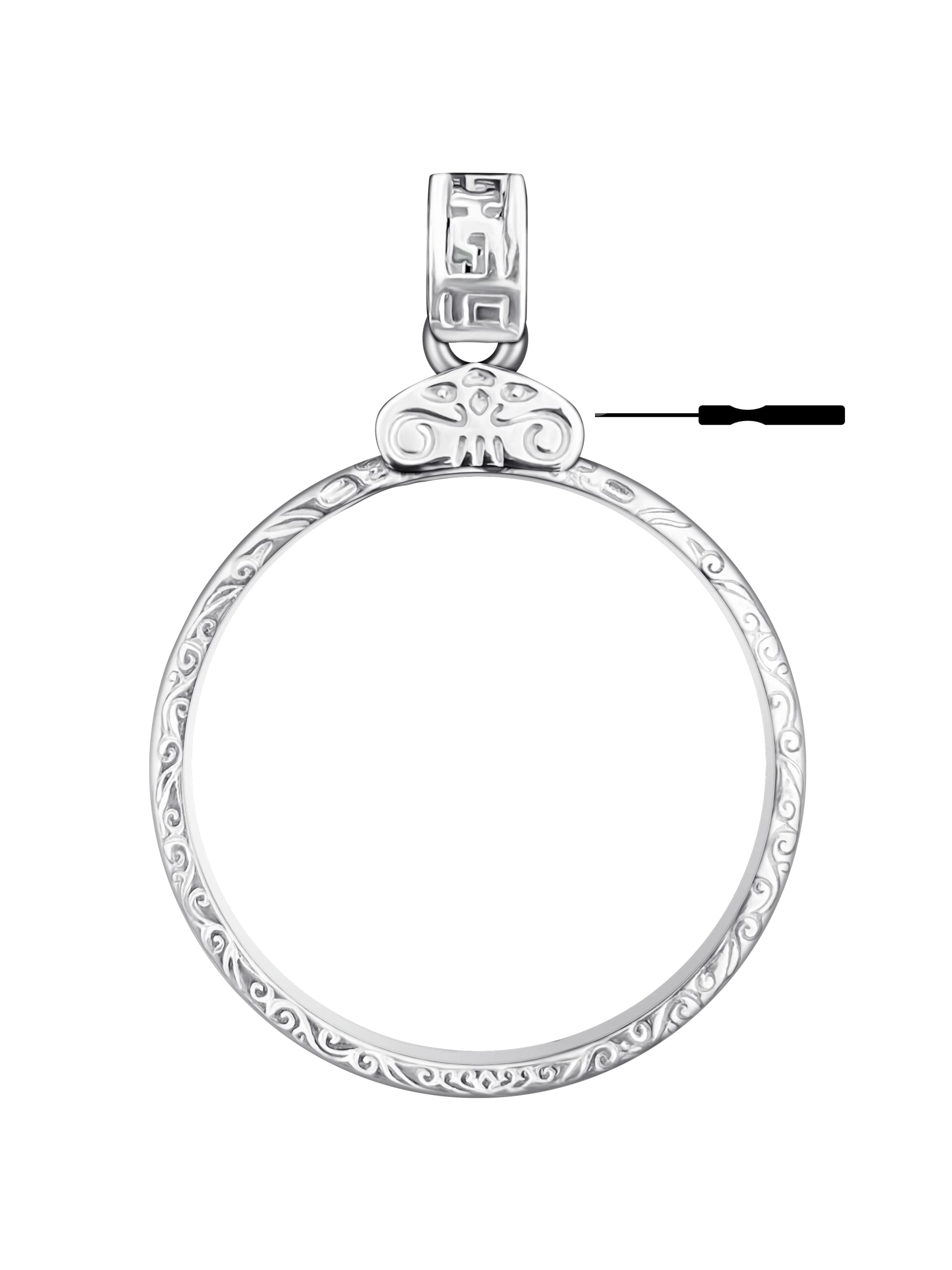 Geruibi Sterling Silver 50 cent Border Screw Top Coin Border is suitable for 30.64mm diameter 2.15mm thickness Coins, Coins Not Included