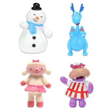 Disney Doc McStuffins Mini Figures - Toy Bundle with 4 Cupcake Topper Figurines Including Lambie, Stuffy, and More Plus Stickers | Doc McStuffins