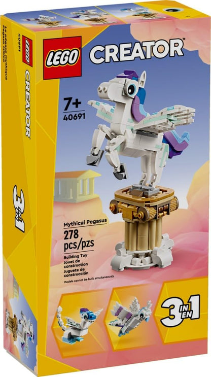 LEGO Creator 3 in 1 Mythical Pegasus, Gift for Grandchildren, Girls and Boys, Buildable Toys, 40691 (278 Pieces)