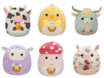 Squishmallows 2025 Easter A Squad Highland Cow, Pig, Chick, Cow, Lamb, and Mushroom 5" Stuffed Plush by Jazwares (Set of 6)