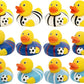 The Dreidel Company Soccer Rubber Duck Toy Sports Duckies for Kids, Bath Birthday Gifts Baby Showers Classroom Summer Beach and Pool Activity, 2"