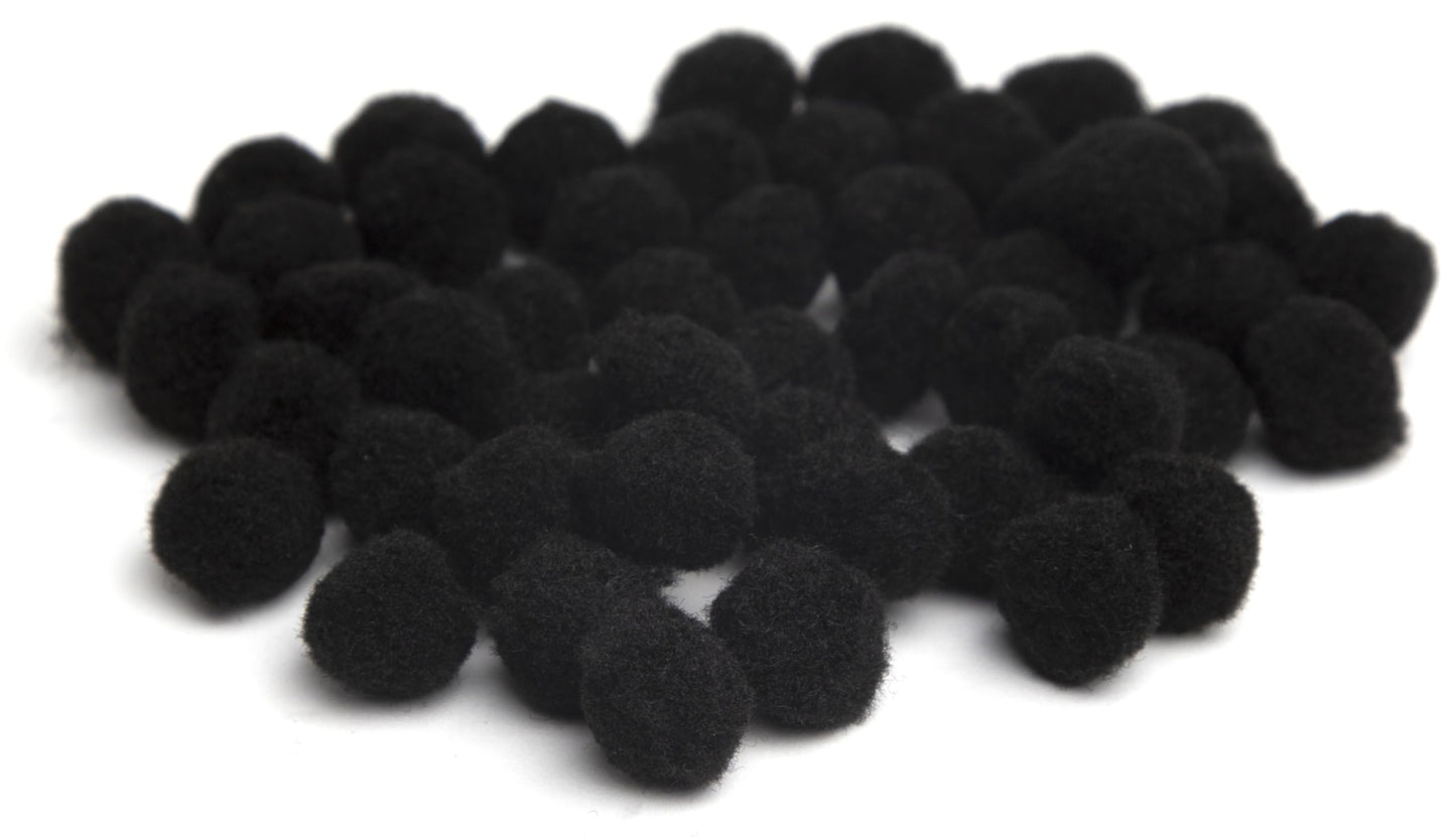 Cousin DIY Black 3/4 inch Poms, 45 Pack