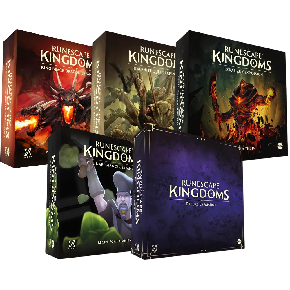 Steamforged Games, RuneScape Kingdoms The Board Game Bundle: King Black Dragon, Kalphite Queen, TzKal-Zuk, Culinaromancer, and RuneScape Expansion (5