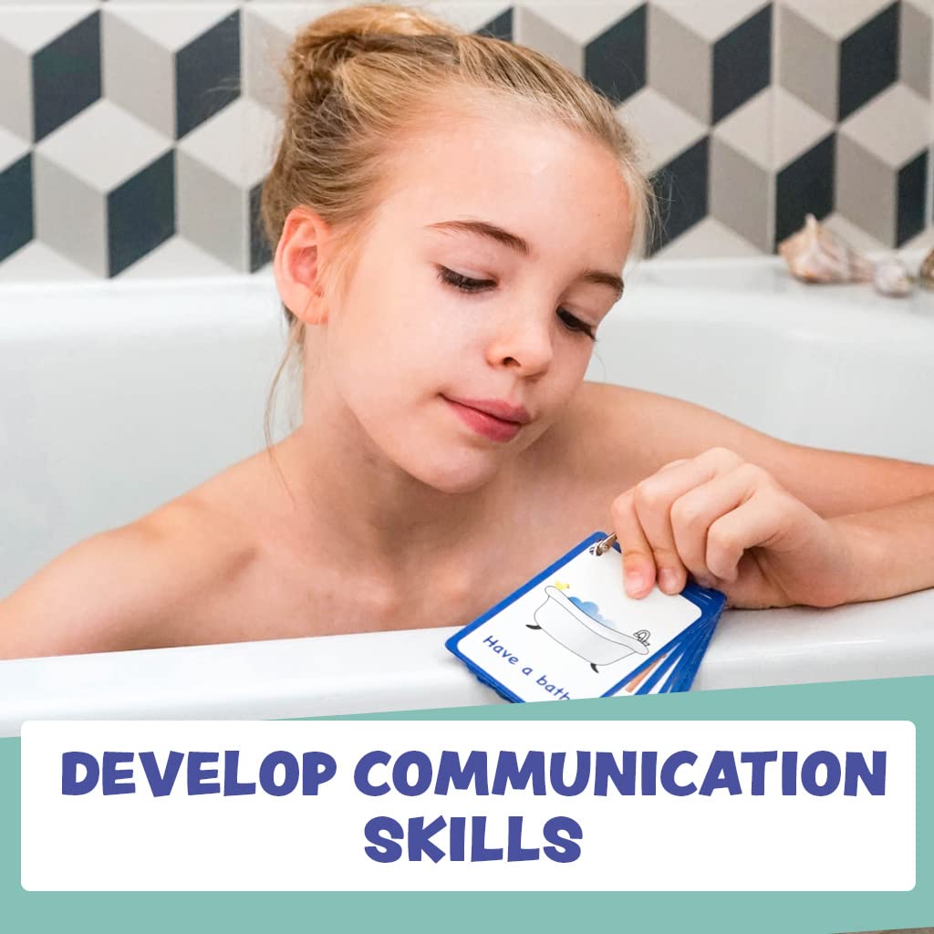 My Bath Time Routine Cards 12 PECS Flashcards for Visual aid Special Ed, Speech Delay Non Verbal Children and Adults with Autism or Special Needs