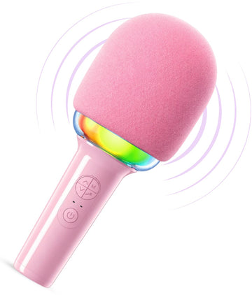 Joomie Karaoke Microphone for Kids - Wireless Bluetooth 4-in-1 MIC with Speaker, Voice Changer, Echo Effect & RGB Lights, Rechargeable, Fun Birthday