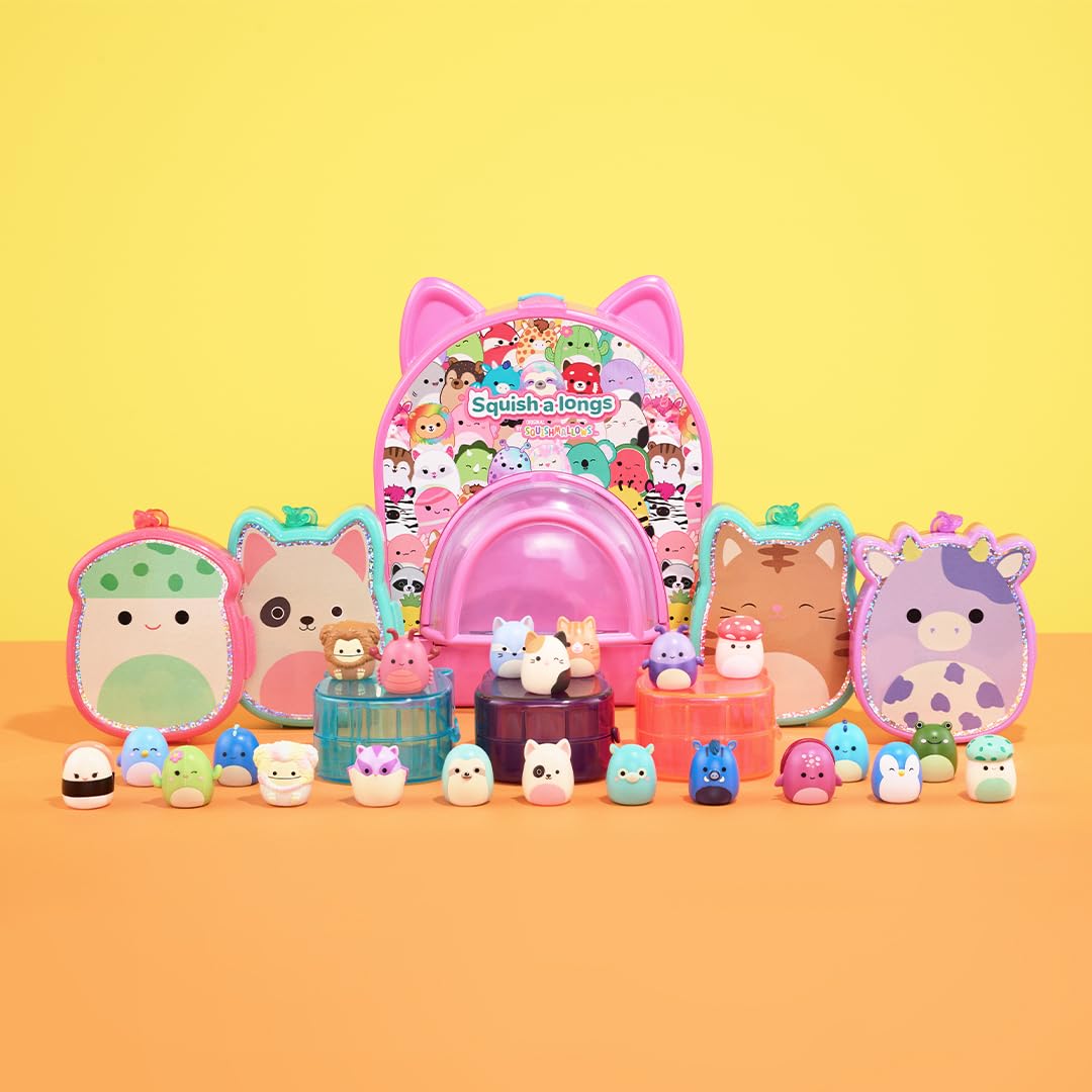 Squish-a-longs Party Pack On-the-Go Playset - Series 1 - Three 1” Mini-Squish with 9 Furnishings - Collect, Trade, & Play