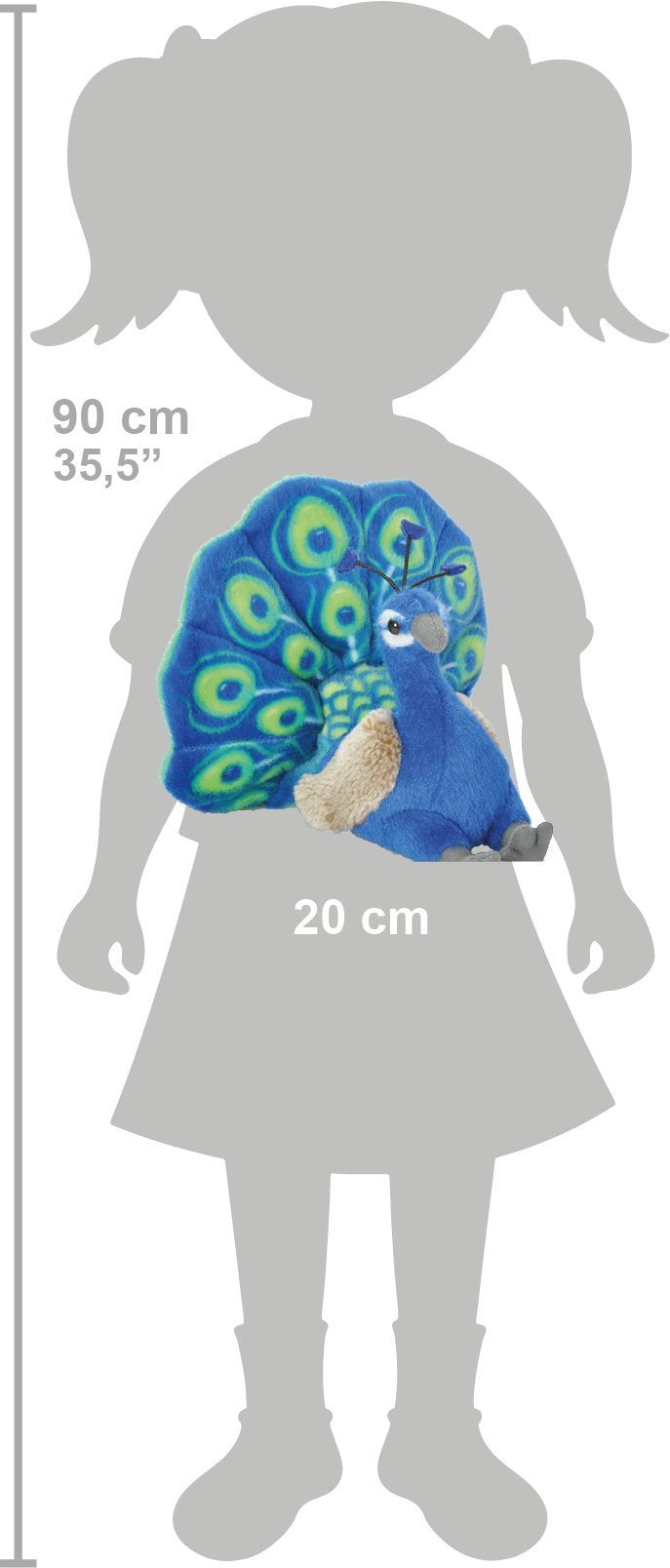 WILD REPUBLIC Peacock Plush, Stuffed Animal, Plush Toy, Kids Gifts, Cuddlekins, 8 Inches,Blue