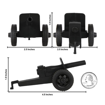 Tim Mee Toy TimMee M3 Artillery - Black 4pc Plastic Army Men Cannon Playset - Made in USA