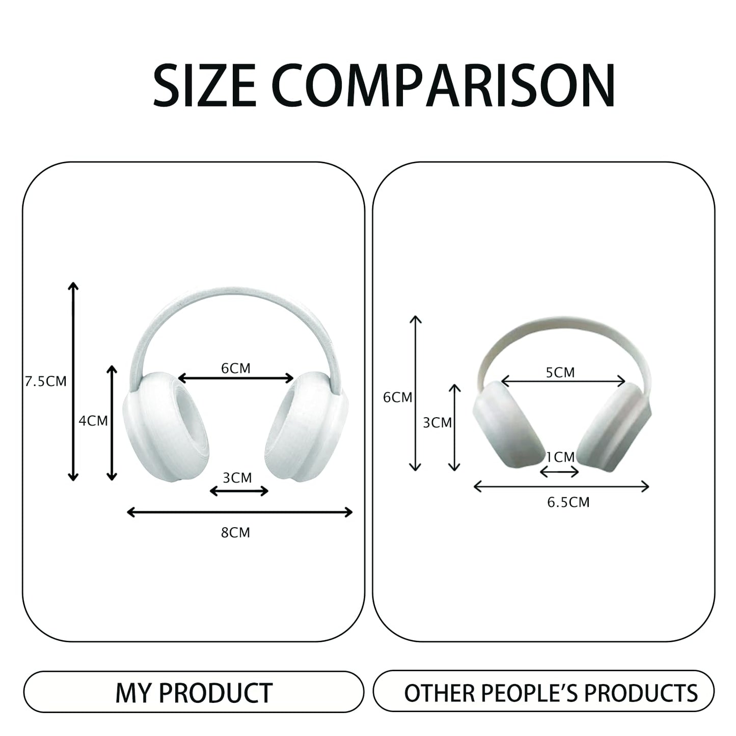 3D Printed Headphones Accessories for 17cm Doll(No Dolls)?for Dolls 3.94-6.69inch(10-17cm) in Size?Suitable for Daily Display, Great As a Gift(White